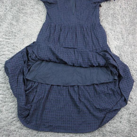 Pinch Dress Womens Small Blue Check Puff Sleeve Tiered Maxi Boho Lined NWT - Picture 10 of 16